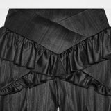 Anduin Gothic Mesh Insert Ruffle Bell Bottom Pants
