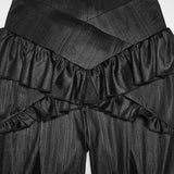 Anduin Gothic Mesh Insert Ruffle Bell Bottom Pants