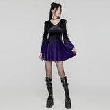 Hollowthorn Gothic Lace Velvet Mini Dress