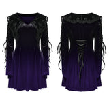 Hollowthorn Gothic Lace Velvet Mini Dress