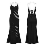 Malthus Punk Mesh Cutout Maxi Dress