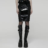 Condemn Gothic Lace Patent Vynil Skirt