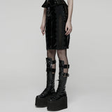 Condemn Gothic Lace Patent Vynil Skirt