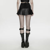 Anubis Punk Buckle Faux Leather Skirt