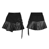Anubis Punk Buckle Faux Leather Skirt