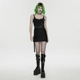 Graveyard Punk Fishnet PU Skirt