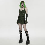 Graveyard Punk Fishnet PU Skirt