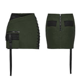 Graveyard Punk Fishnet PU Skirt
