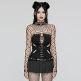 Solstice Women's Punk Lace-Up Cutout Tube Top in Black