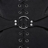 Solstice Women's Punk Lace-Up Cutout Tube Top in Black