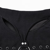 Solstice Women's Punk Lace-Up Cutout Tube Top in Black