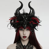 Cerise Gothic Feather Bead Headpiece