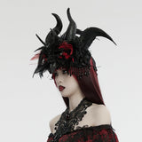 Cerise Gothic Feather Bead Headpiece