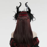Cerise Gothic Feather Bead Headpiece