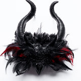 Cerise Gothic Feather Bead Headpiece