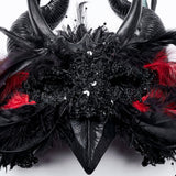Cerise Gothic Feather Bead Headpiece