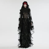 Viper Gothic Sheer Feather Veil Accessory