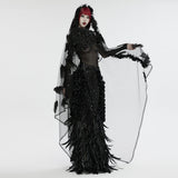Viper Gothic Sheer Feather Veil Accessory