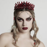 Canticle Gothic Bead Chain Headpiece in Red