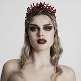 Canticle Gothic Bead Chain Headpiece in Red