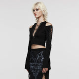 Grimalkin Cold Shoulder Sleeve Top - PunkRave