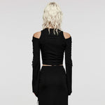 Grimalkin Cold Shoulder Sleeve Top - PunkRave