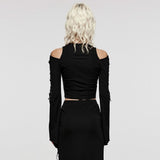 Grimalkin Cold Shoulder Sleeve Top - PunkRave