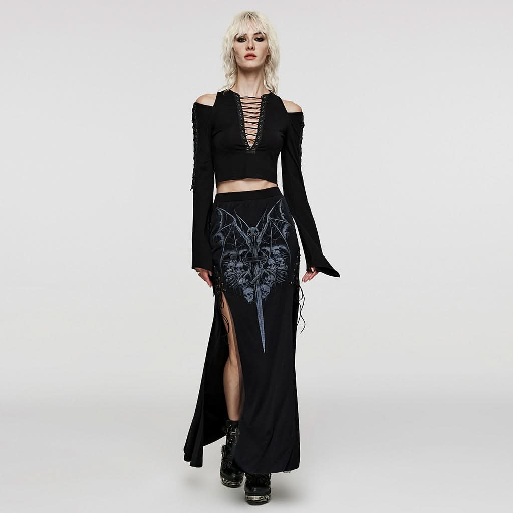 Grimalkin Cold Shoulder Sleeve Top - PunkRave