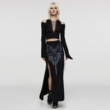 Grimalkin Cold Shoulder Sleeve Top - PunkRave