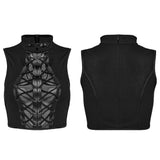 Orcus Women's Punk Lace-Up Sleeveless Crop Top in Black