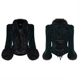 Vortex Victorian Velvet Faux Fur Jacket