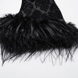Atrophy Gothic Velvet Feather Coat