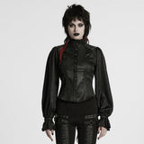 Gargoyle Victorian Gothic Puff Sleeve Faux Leather Shirt