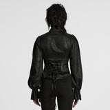Gargoyle Victorian Gothic Puff Sleeve Faux Leather Shirt