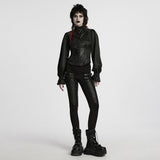 Gargoyle Victorian Gothic Puff Sleeve Faux Leather Shirt