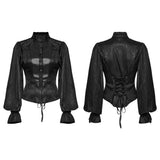 Gargoyle Victorian Gothic Puff Sleeve Faux Leather Shirt
