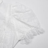 Avesta Women's Victorian Gothic Chiffon Ruffle Blouse in White