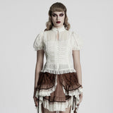Avesta Women's Victorian Gothic Chiffon Ruffle Blouse in White