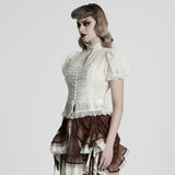 Avesta Women's Victorian Gothic Chiffon Ruffle Blouse in White