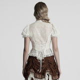 Avesta Women's Victorian Gothic Chiffon Ruffle Blouse in White