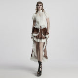 Avesta Women's Victorian Gothic Chiffon Ruffle Blouse in White