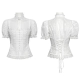 Avesta Women's Victorian Gothic Chiffon Ruffle Blouse in White