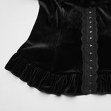 Gothic Jacket Black Velvet Fur Trim Bell Sleeves Top