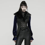 Gothic Faux Fur Collar Buckle Detail Waistcoat Vest
