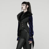 Gothic Faux Fur Collar Buckle Detail Waistcoat Vest