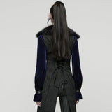 Gothic Faux Fur Collar Buckle Detail Waistcoat Vest