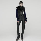 Gothic Faux Fur Collar Buckle Detail Waistcoat Vest