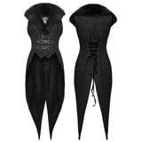 Gothic Faux Fur Collar Buckle Detail Waistcoat Vest