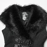 Gothic Faux Fur Collar Buckle Detail Waistcoat Vest