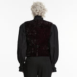Silver Tongue Men's Velvet Gothic Waistcoat in Black & Red